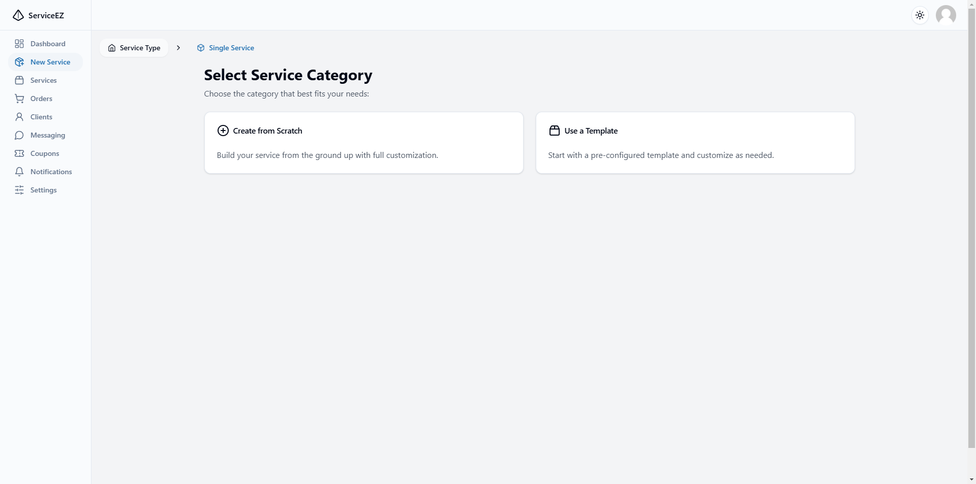 Services Type Categories
